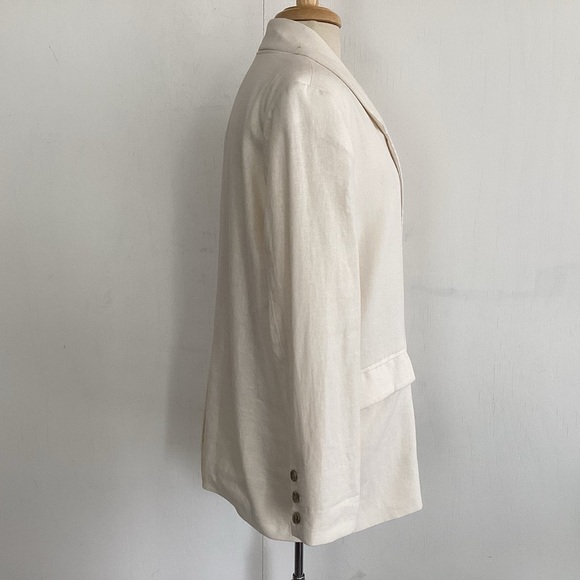 Old Navy Crème de la Crème oversized double breasted soft linen blend blazer M - Picture 4 of 13
